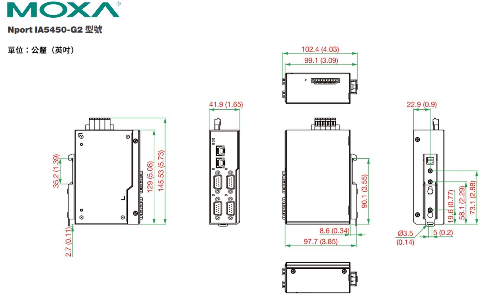 Moxa NPort IA5450-G2系列外觀